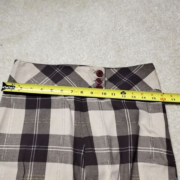 Plaid Checked Bermuda Shorts Brown & Cream 3 Button M.K.M. Designs Sz. 7/8 - Picture 5 of 8